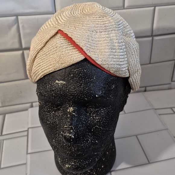 Montaldo’s Miss Alice Ladies Vintage Woven Nylon Crescent Style Hat Cream With O main image 5